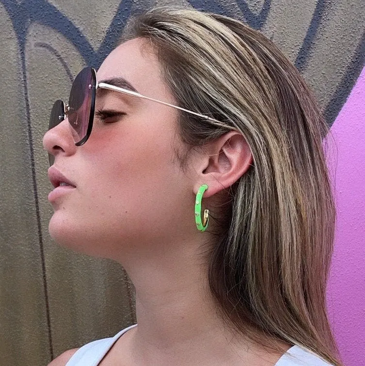 18k Gold Filled Colorful 35mm Hoop, Enamel with Little Stars Details Six Different Colors   And Jewelry Making Supplies