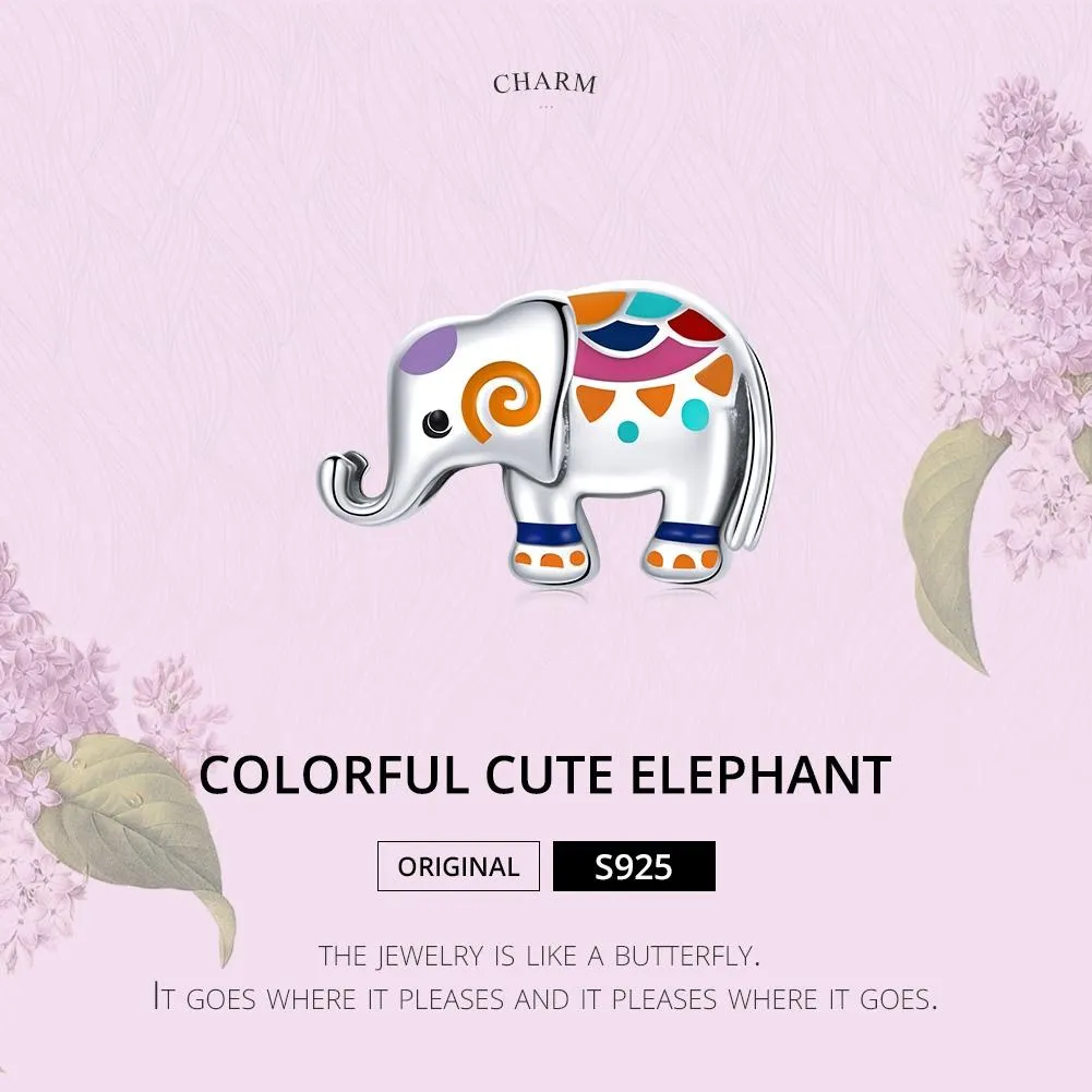 925 Sterling Silver Colorful Elephant Beads For Diy Bracelets & Necklaces