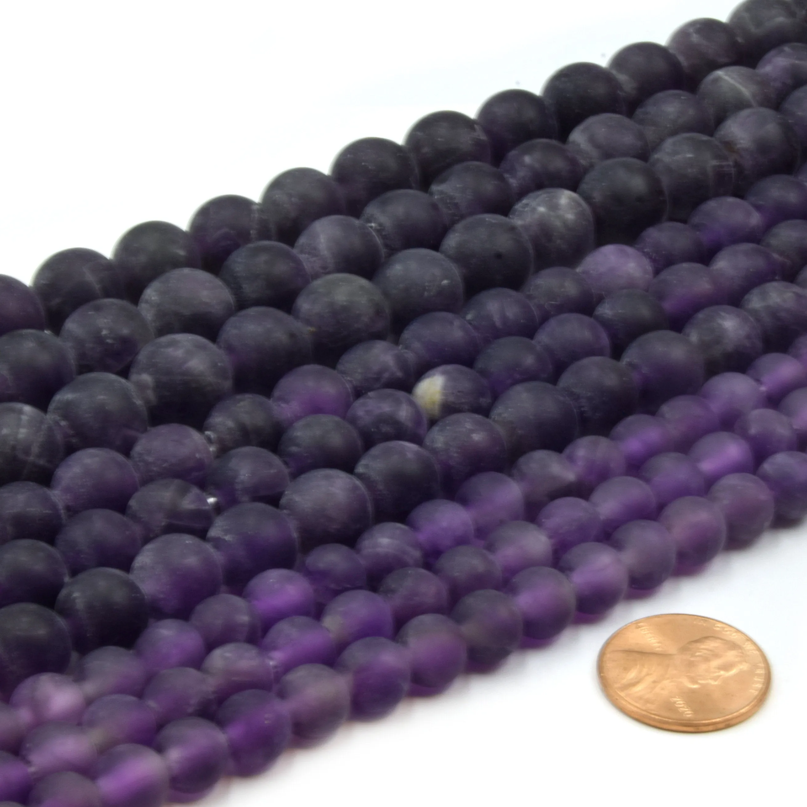 Amethyst Matte Round Beads with Large 2mm Holes | 7.5" Strand | 8mm, 10mm, 12mm Available