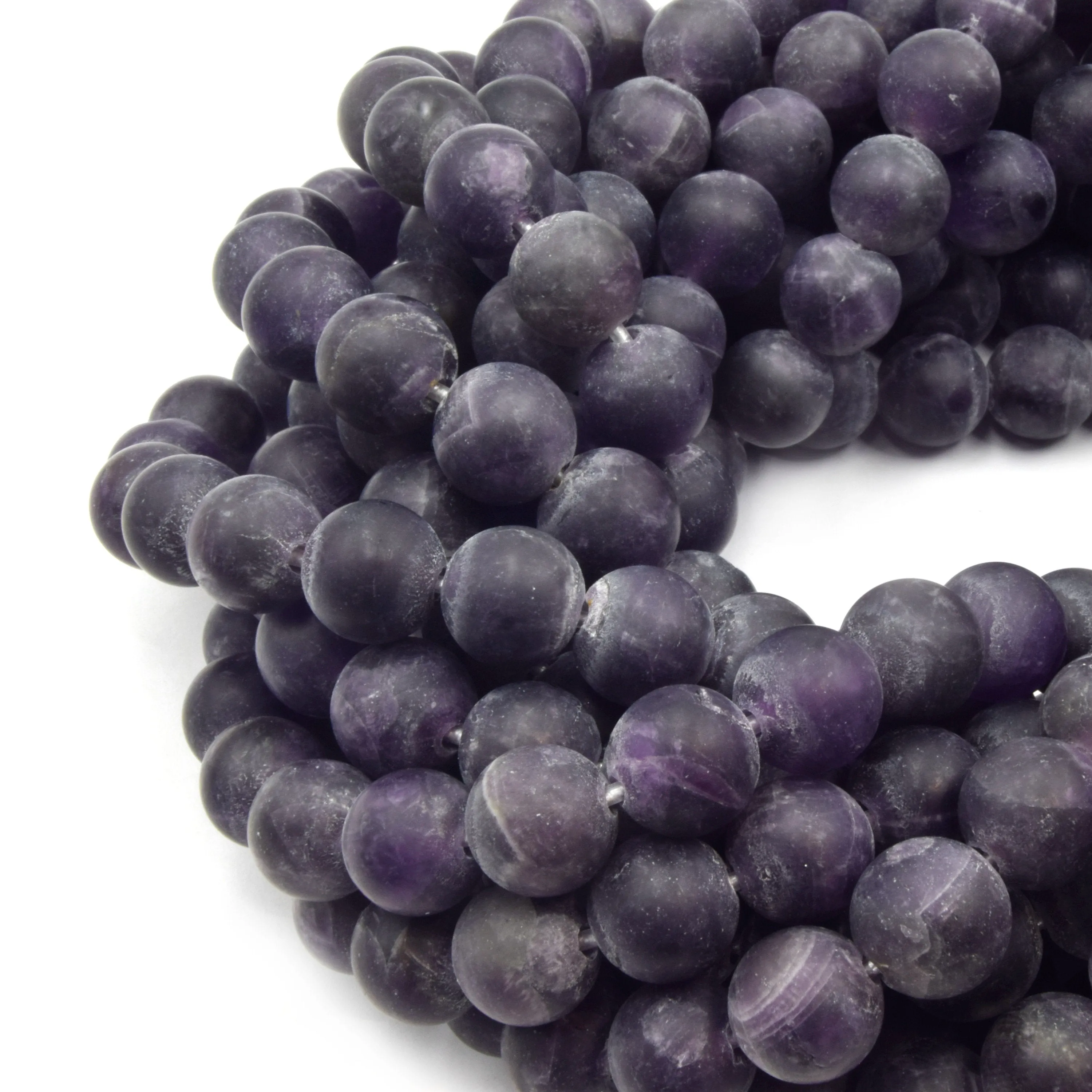 Amethyst Matte Round Beads with Large 2mm Holes | 7.5" Strand | 8mm, 10mm, 12mm Available