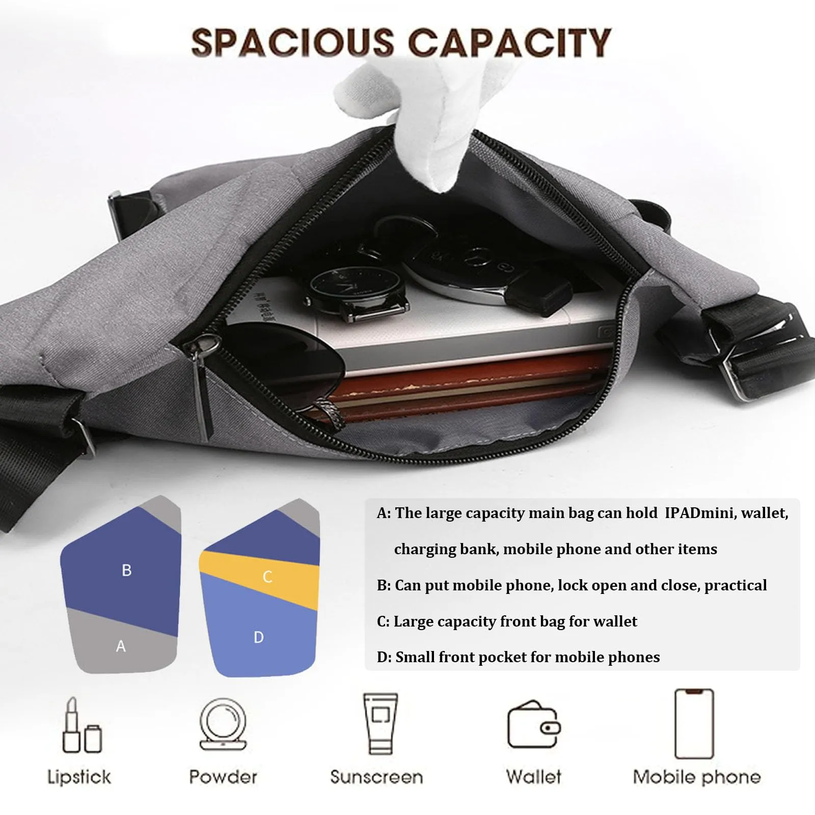 Anti Theft Travel Bag for Women Crossbody, New Anti-Theft Safe Slim Sling Cross Body Bag, Personal Flex Bag for Men Women