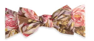 Baby Bling  Gold Leaf Peony Printed Knot Headband