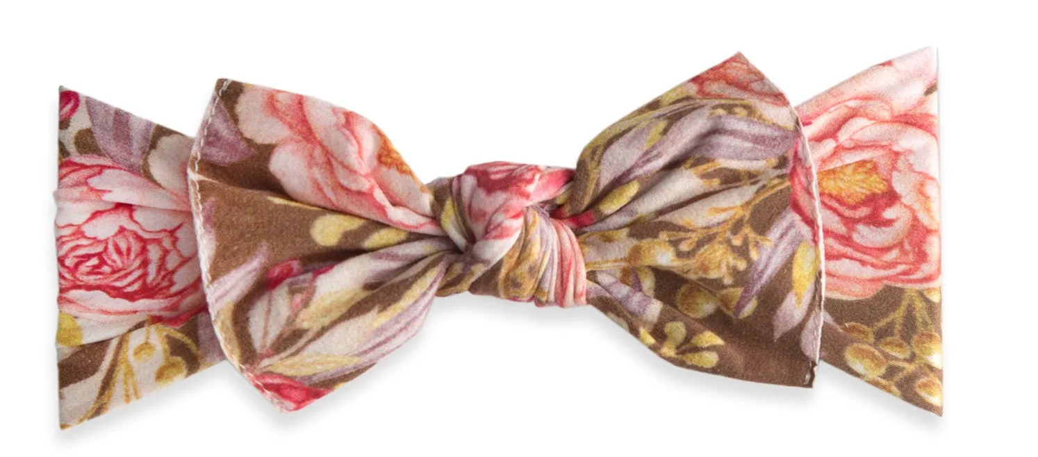 Baby Bling  Gold Leaf Peony Printed Knot Headband
