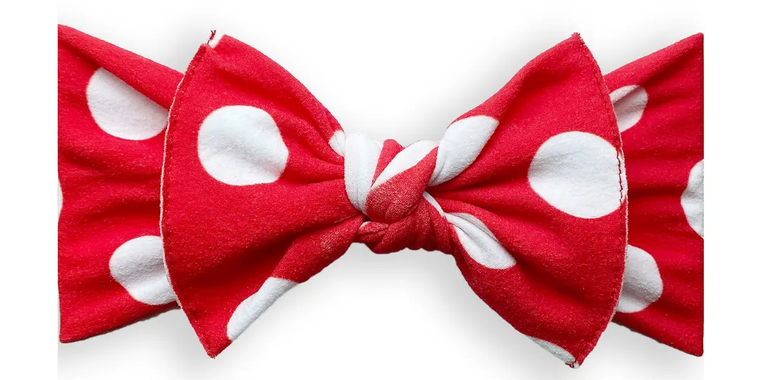 Baby Bling Red Polka Dot Printed Knot Headband
