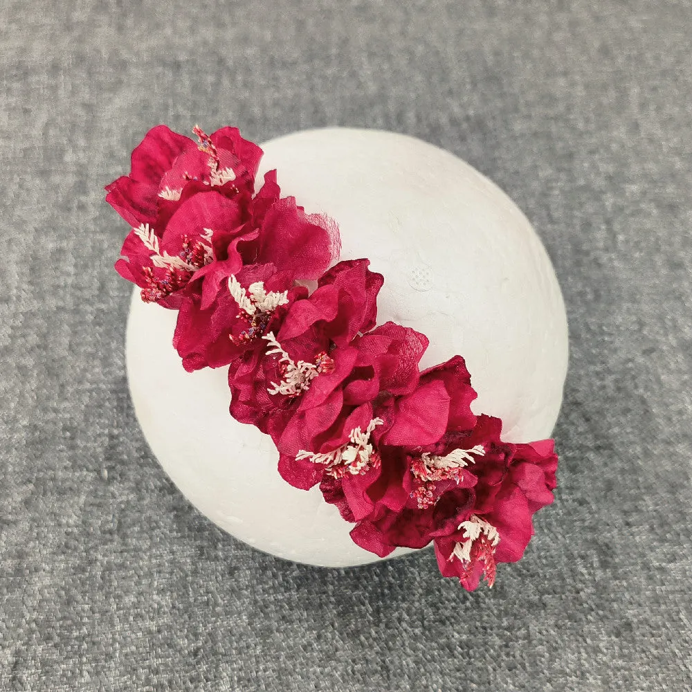 Babymoon Baby Girl's Designer Floral Headband | Girls Hair Accessories | Rose Red