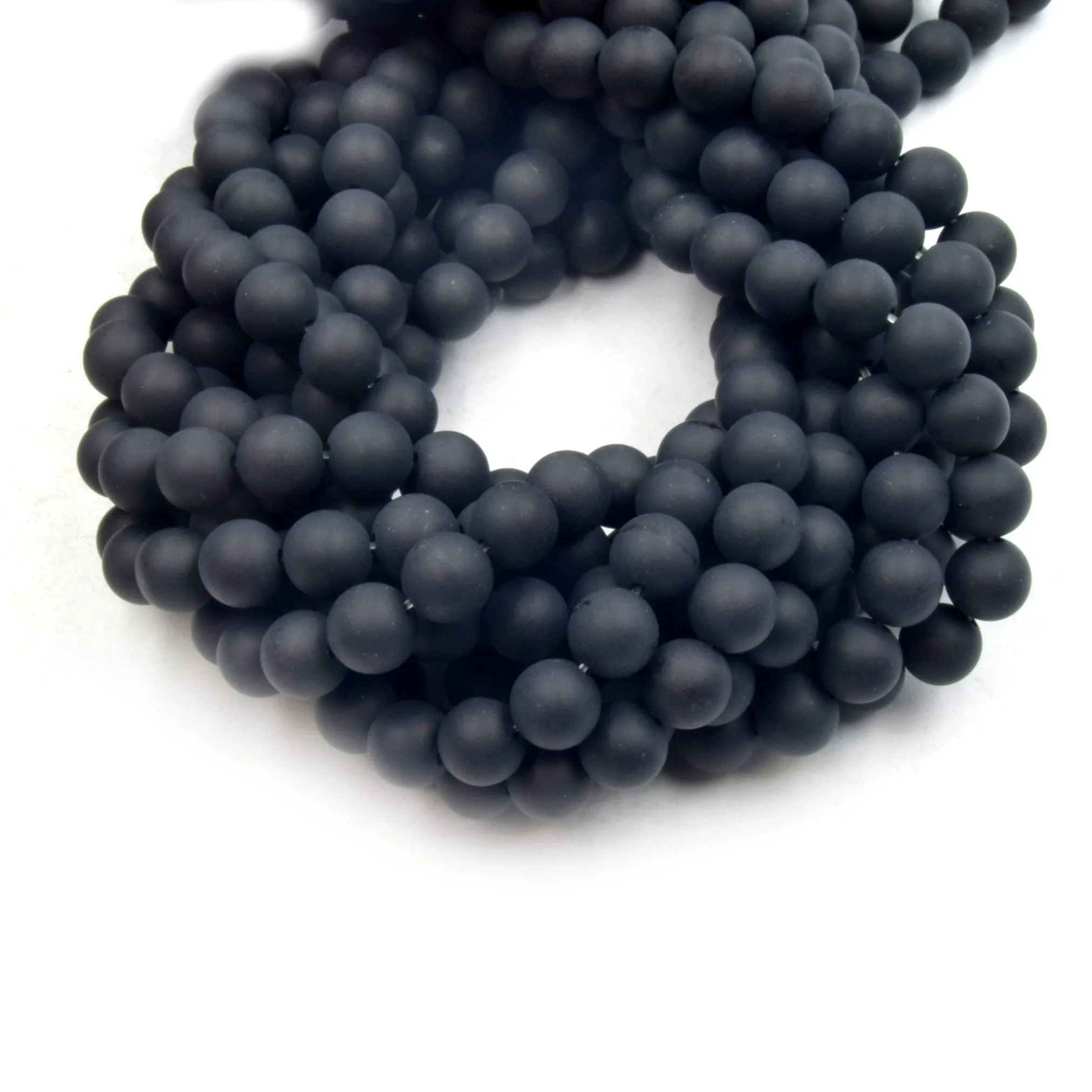 Black Agate Beads | Matte Black Agate Round Beads | 4mm 6mm 8mm 10mm 12mm