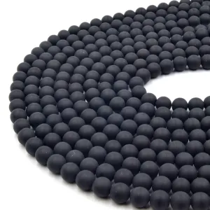 Black Agate Beads | Matte Black Agate Round Beads | 4mm 6mm 8mm 10mm 12mm