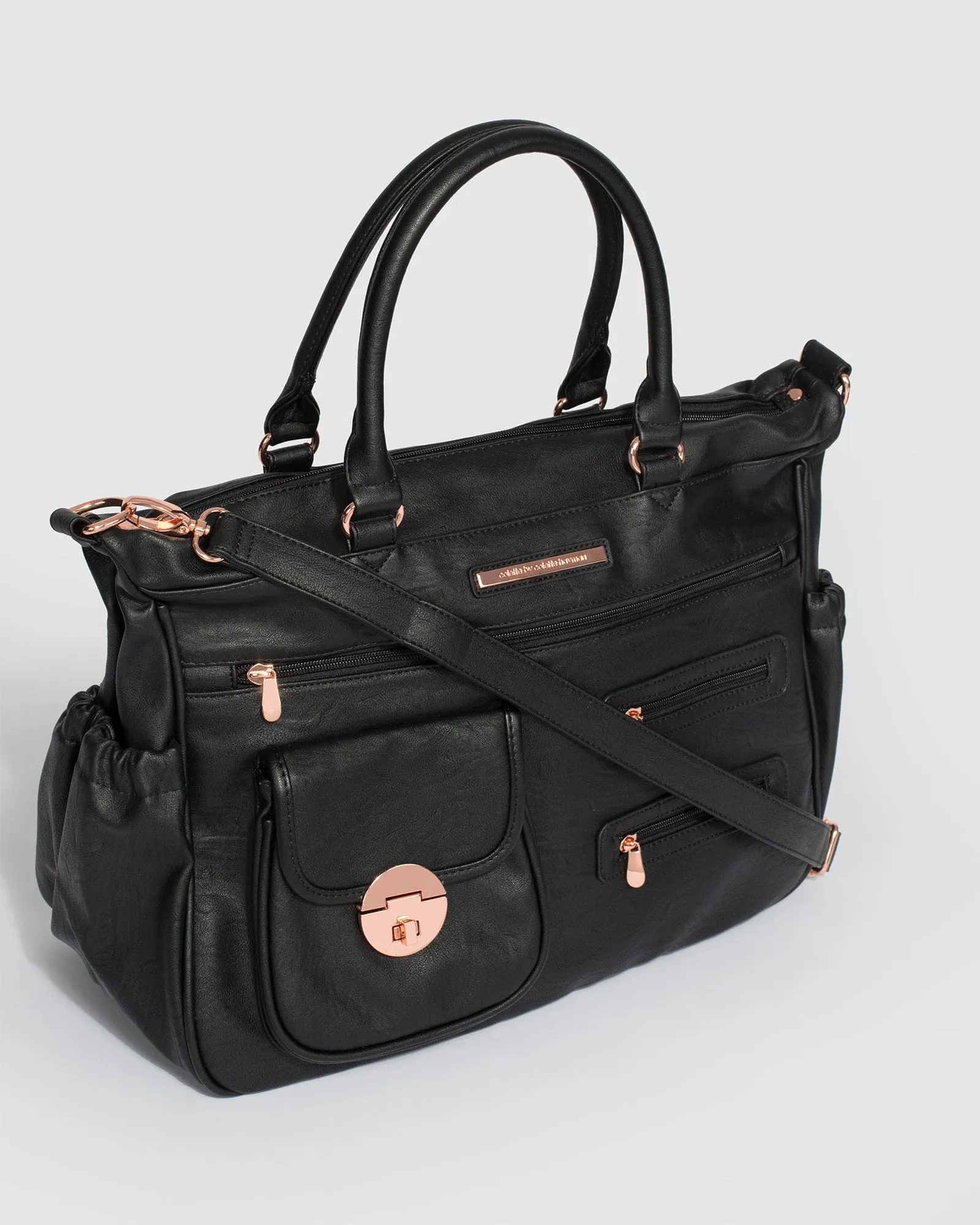 Black And Rose Gold Pocket Baby Bag