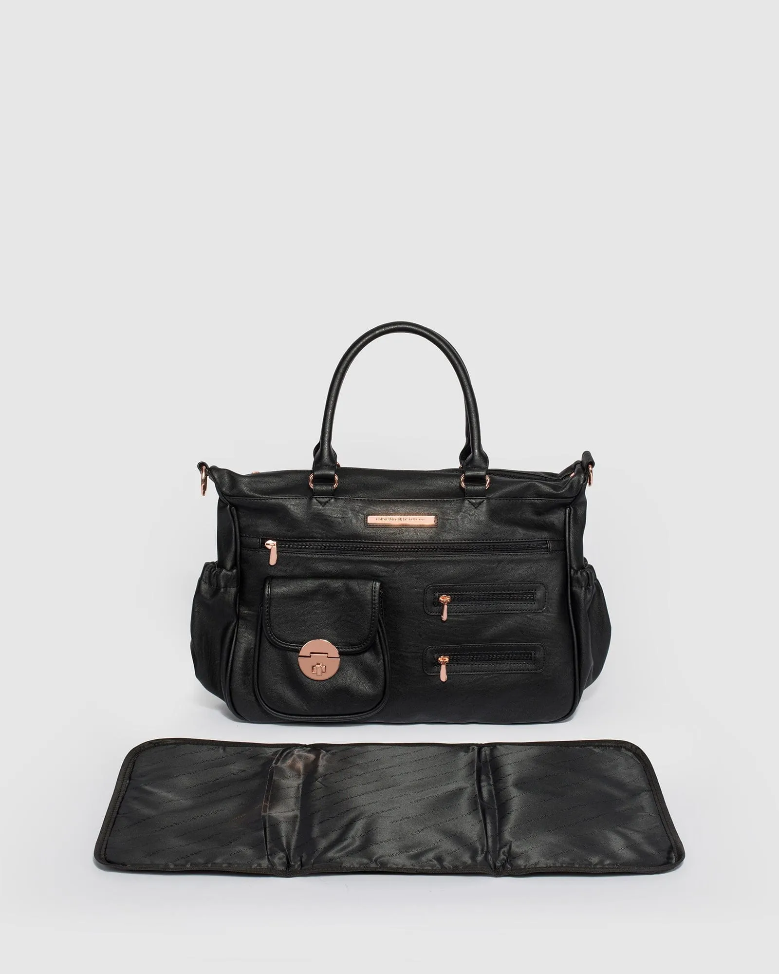 Black And Rose Gold Pocket Baby Bag