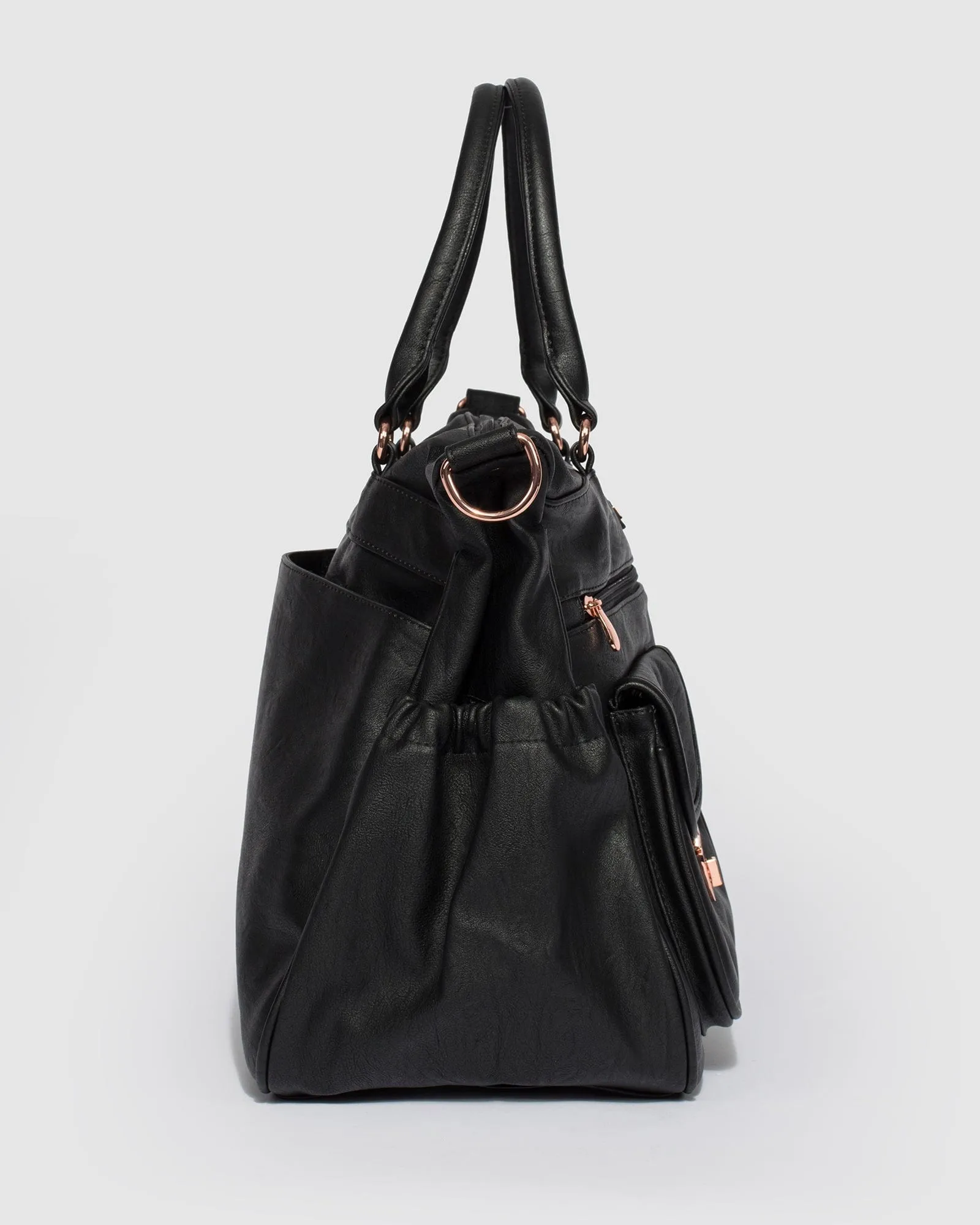 Black And Rose Gold Pocket Baby Bag