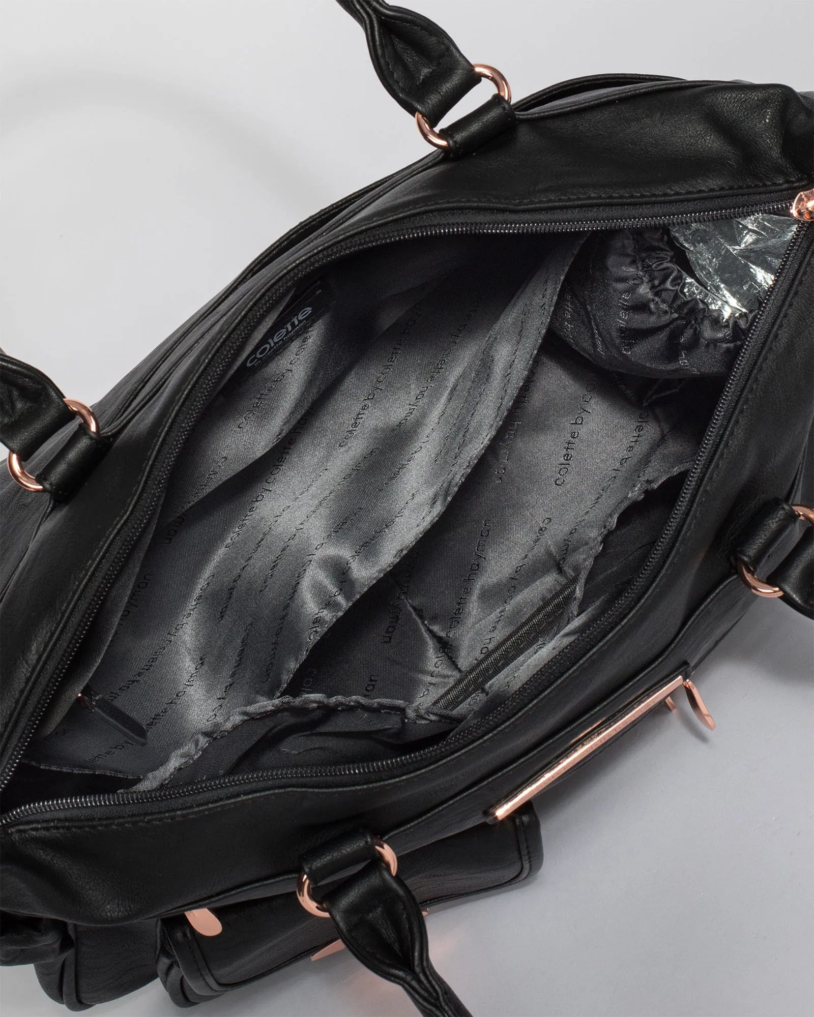 Black And Rose Gold Pocket Baby Bag