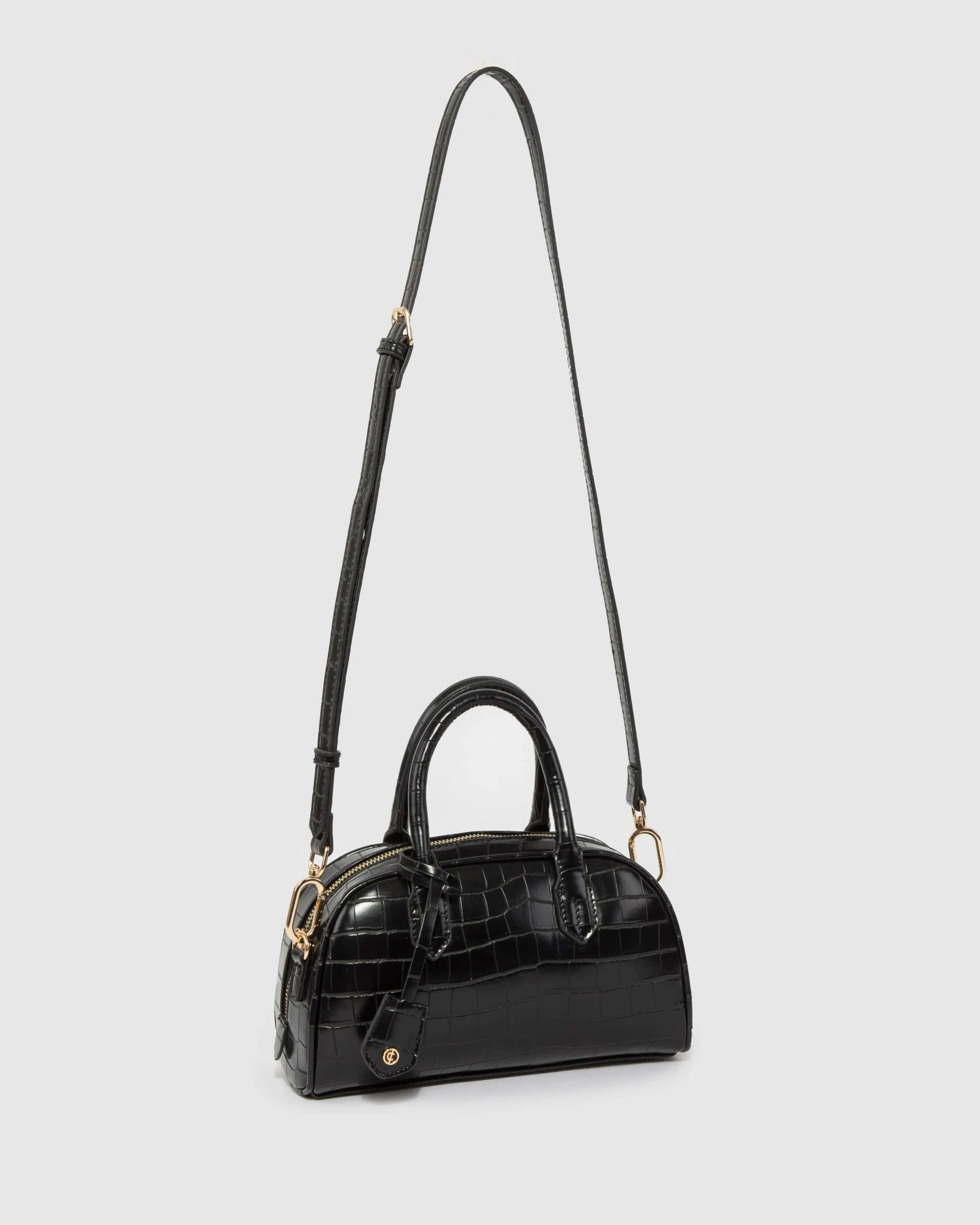 Black Croc Sloan Bowler Bag