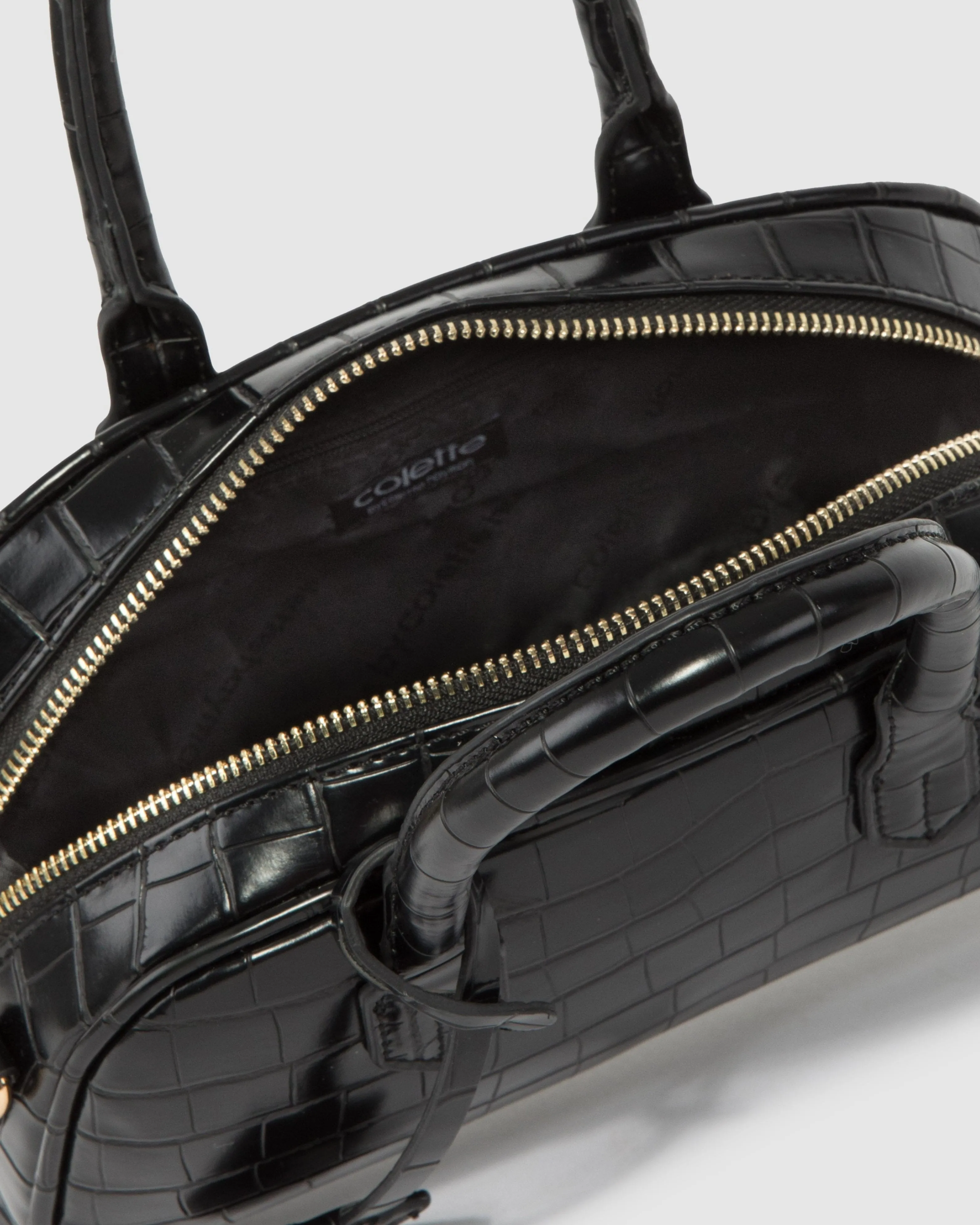 Black Croc Sloan Bowler Bag