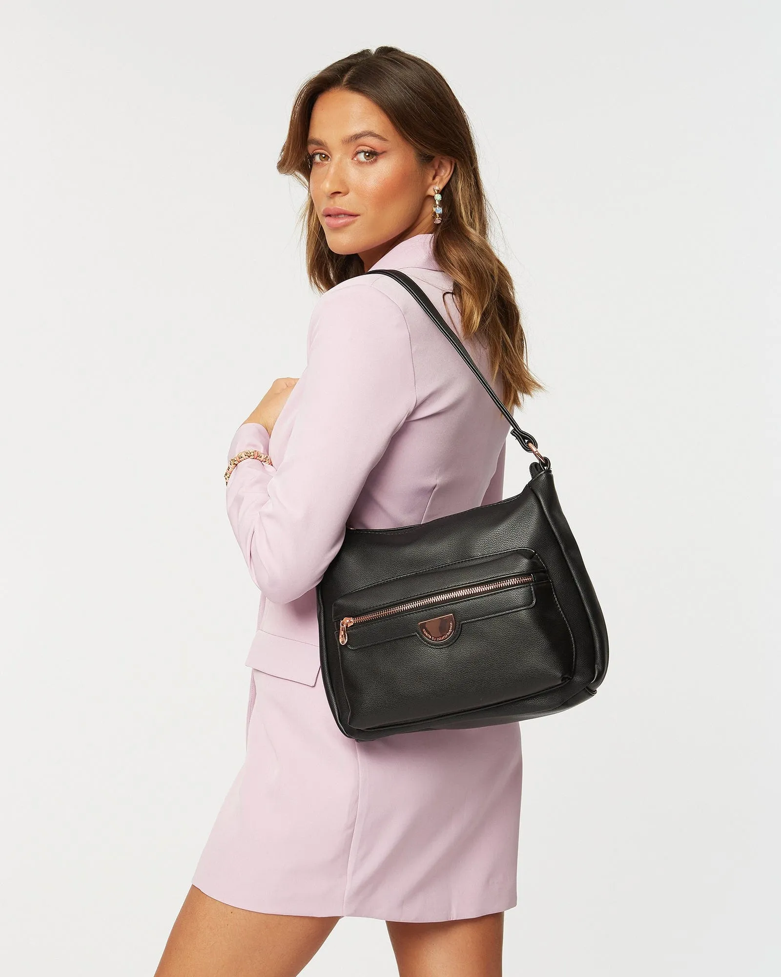 Black Laura Disc Slouch Bag
