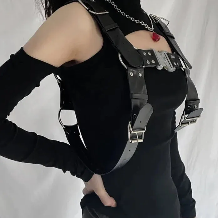 Black Metal Buckle Belt Harness