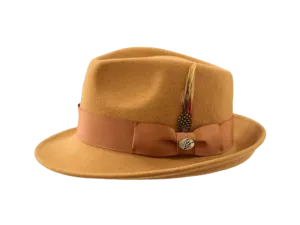 Bruno Capelo Camel Men's Wool Hat Hudson Lite Felt Fedora Hat