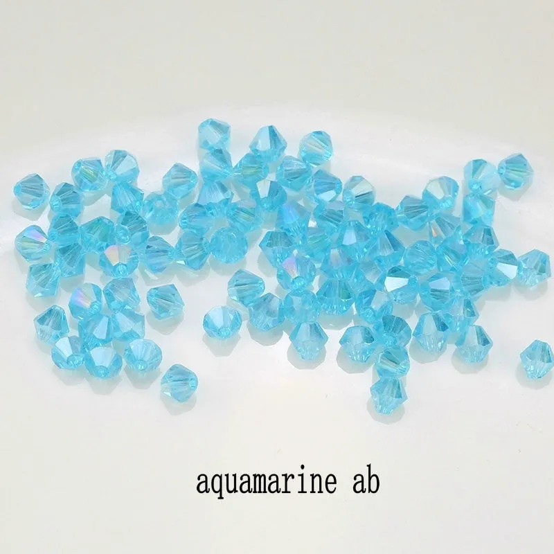 Buy 1 And Get 1 Free 4mm Shiny Crystal Beads Bicone Beads Glass Beads Loose Spacer Beads for bracelet DIY Jewelry Making  200pcs