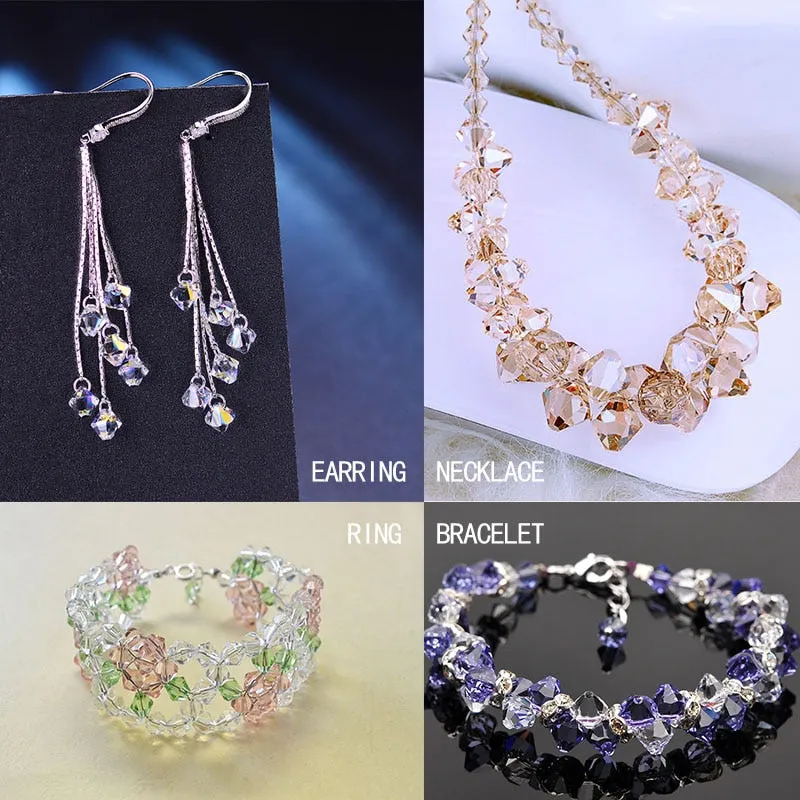 Buy 1 And Get 1 Free 4mm Shiny Crystal Beads Bicone Beads Glass Beads Loose Spacer Beads for bracelet DIY Jewelry Making  200pcs