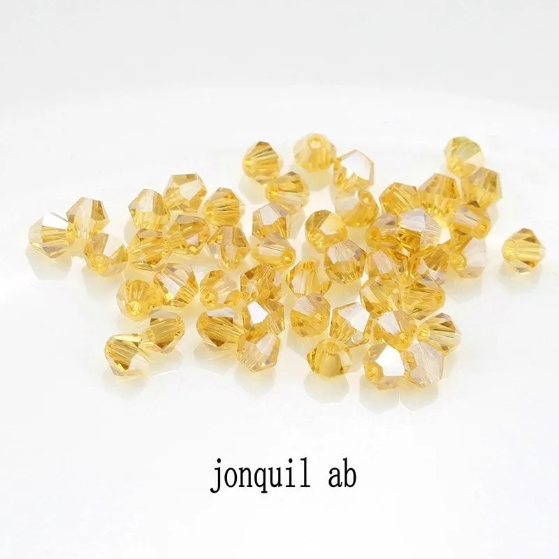 Buy 1 And Get 1 Free 4mm Shiny Crystal Beads Bicone Beads Glass Beads Loose Spacer Beads for bracelet DIY Jewelry Making  200pcs