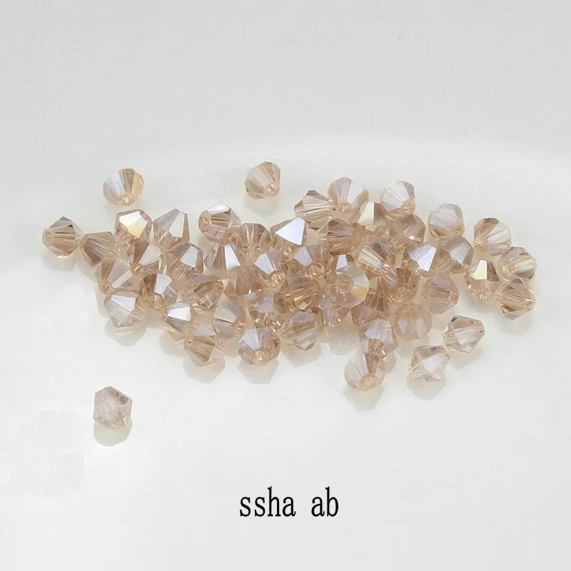 Buy 1 And Get 1 Free 4mm Shiny Crystal Beads Bicone Beads Glass Beads Loose Spacer Beads for bracelet DIY Jewelry Making  200pcs