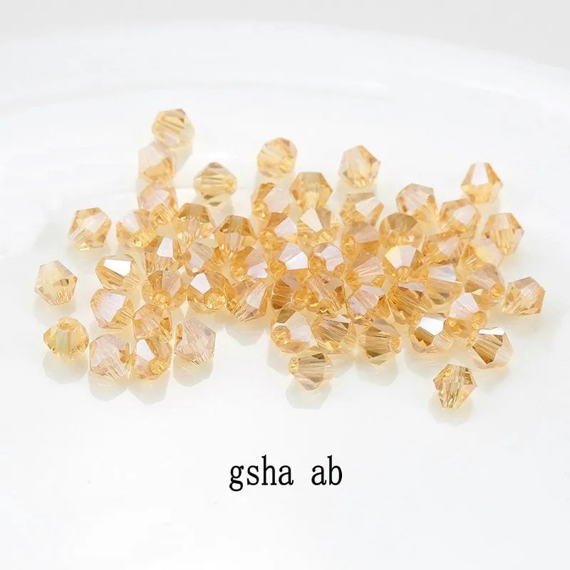 Buy 1 And Get 1 Free 4mm Shiny Crystal Beads Bicone Beads Glass Beads Loose Spacer Beads for bracelet DIY Jewelry Making  200pcs