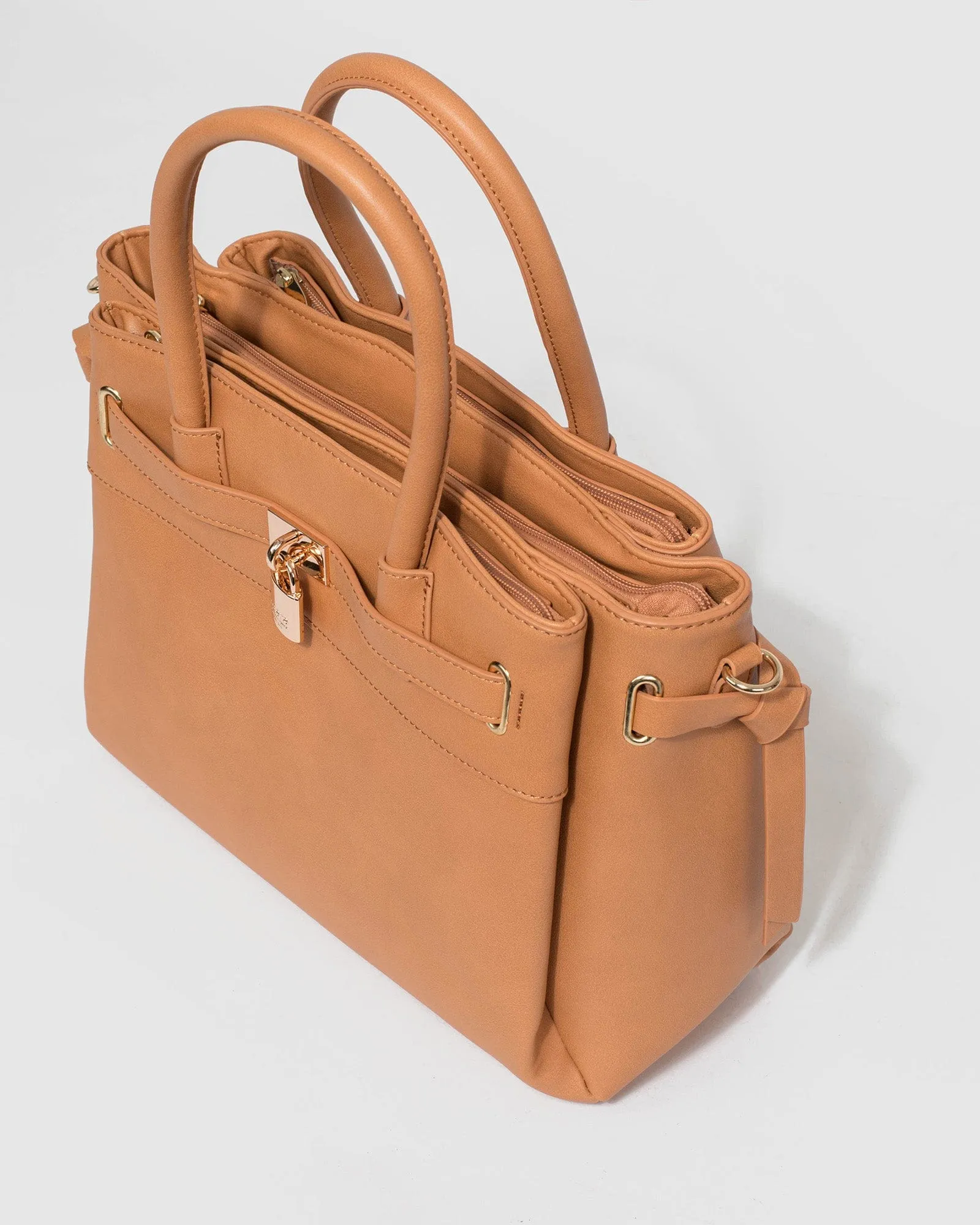 Caramel Elora Tie Tassel Tote Bag