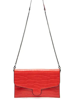 Choice Textured Sling Bag With Metal Chain Red