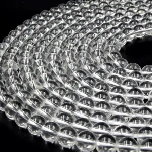 Clear Quartz Beads | Smooth Clear Quartz Round Beads | 6mm 8mm 10mm | Loose Beads | Gemstone Beads by the Strand l Crystal Quartz Beads