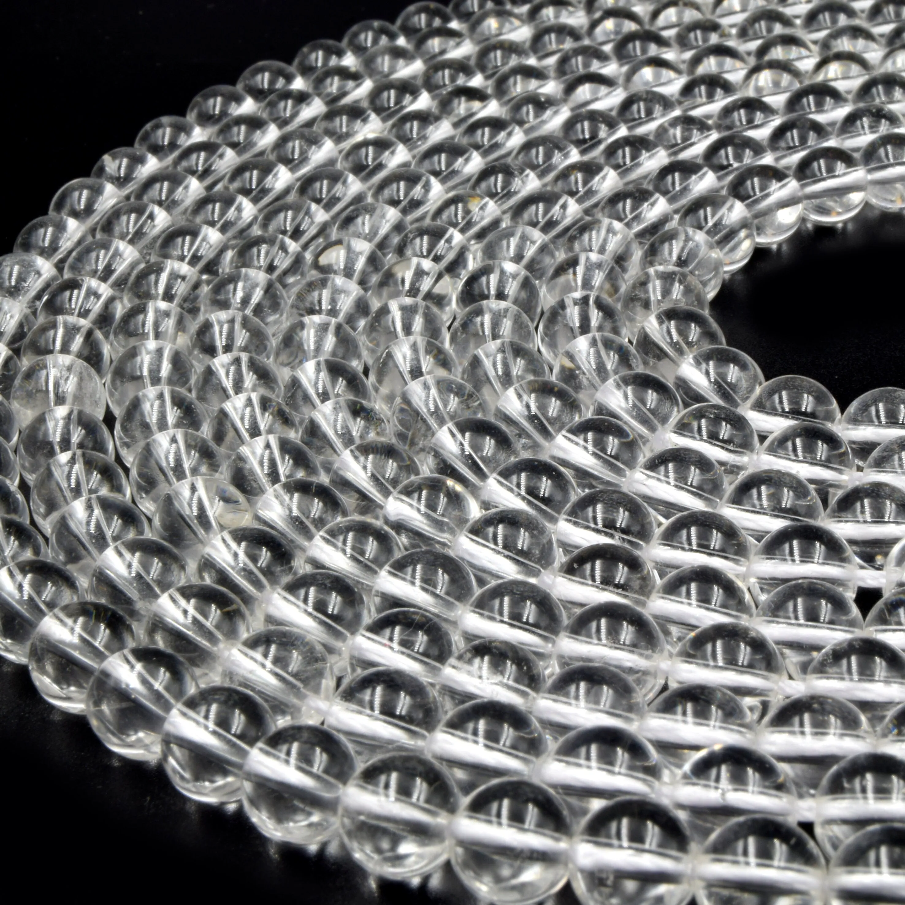 Clear Quartz Beads | Smooth Clear Quartz Round Beads | 6mm 8mm 10mm | Loose Beads | Gemstone Beads by the Strand l Crystal Quartz Beads