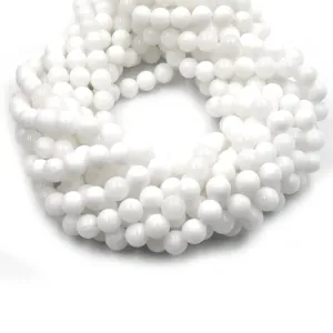 Dyed Smooth Jade Beads | Dyed Semi-Opaque White Round Gemstone Beads - 4mm 6mm 8mm 10mm 12mm Available