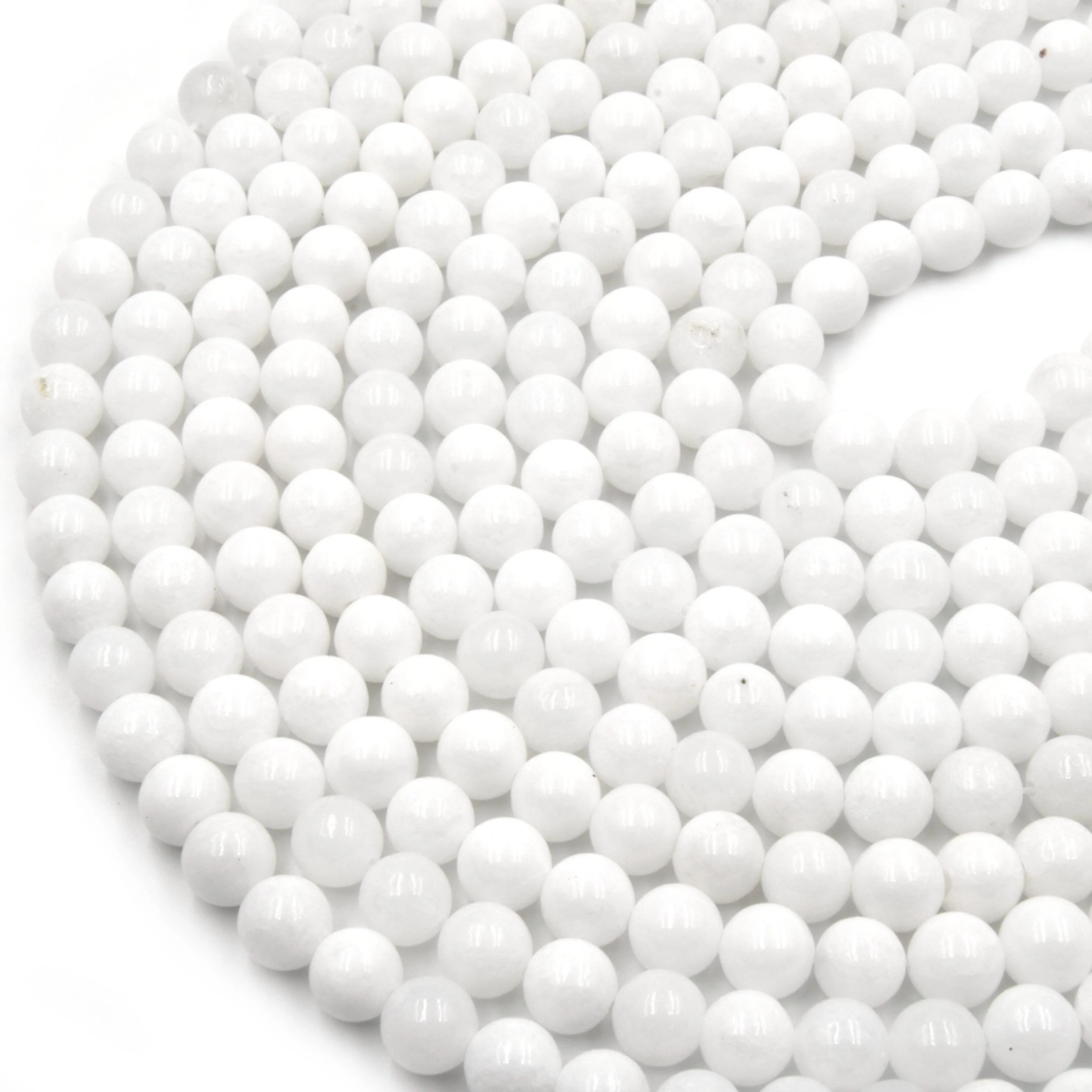 Dyed Smooth Jade Beads | Dyed Semi-Opaque White Round Gemstone Beads - 4mm 6mm 8mm 10mm 12mm Available