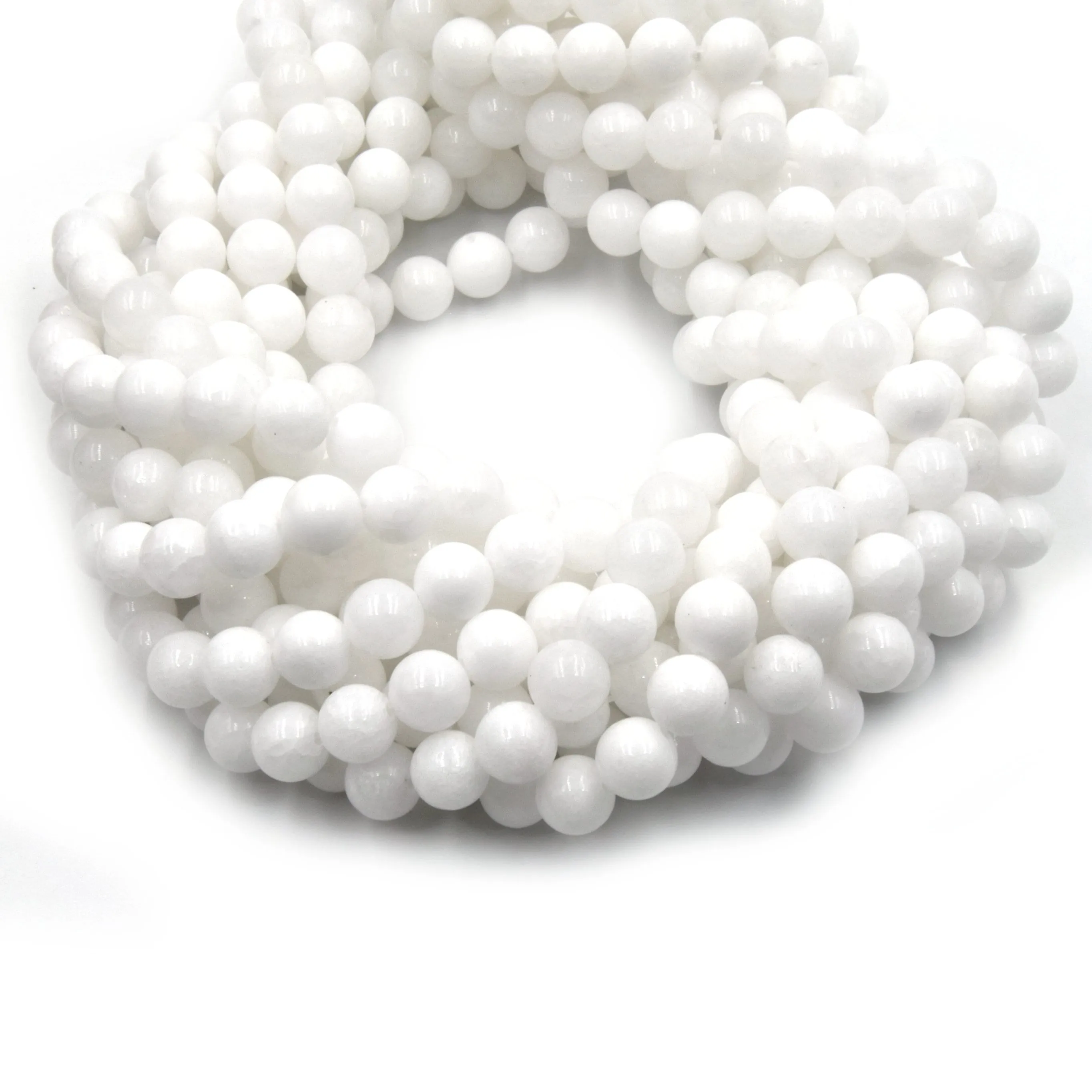 Dyed Smooth Jade Beads | Dyed Semi-Opaque White Round Gemstone Beads - 4mm 6mm 8mm 10mm 12mm Available