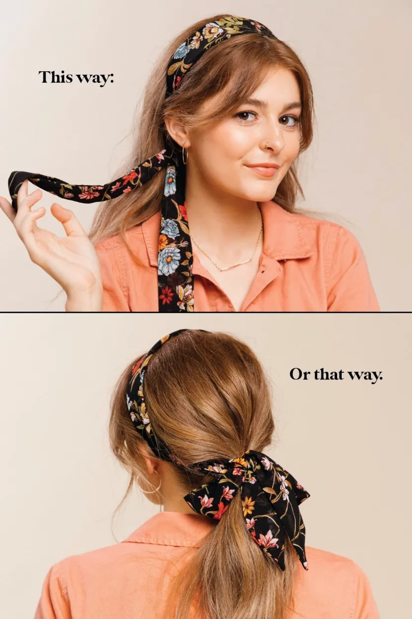 Effortless Scarf Headband | Esme Painted Floral | Chiffon | Easy to Style | Luxury Designer Headbands | Made to Order