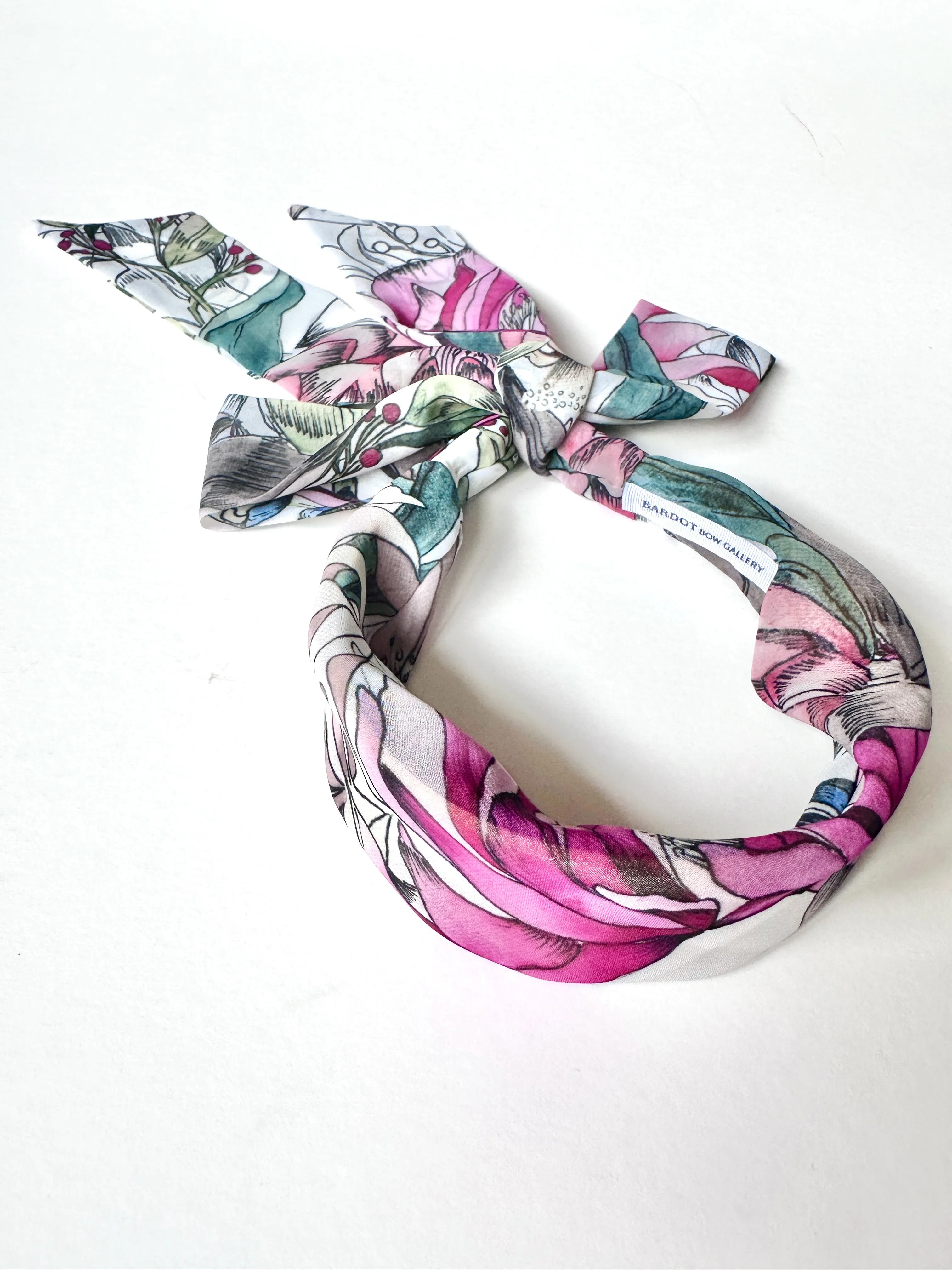 Effortless Scarf Headband | Esme Painted Floral | Chiffon | Easy to Style | Luxury Designer Headbands | Made to Order