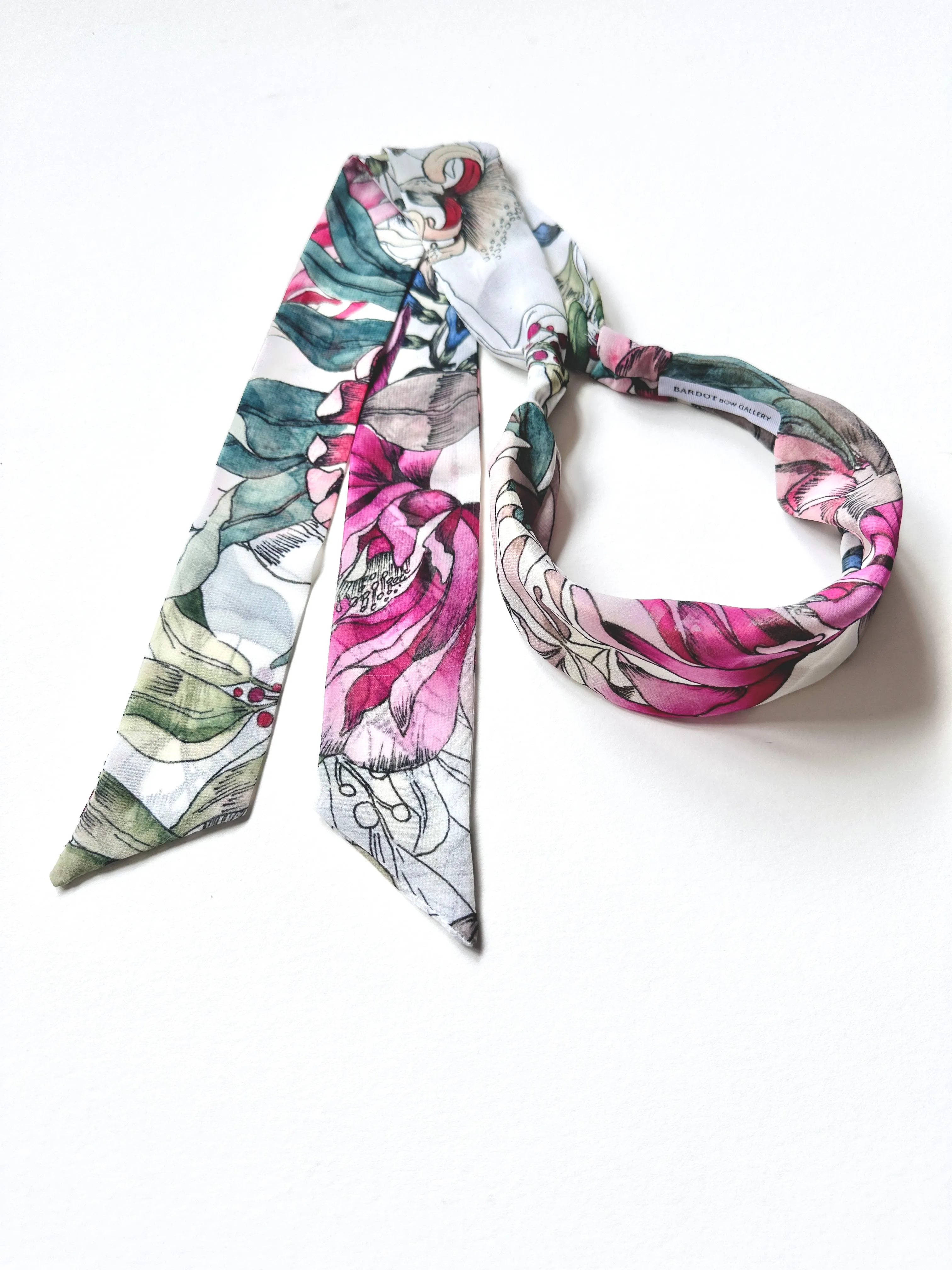 Effortless Scarf Headband | Esme Painted Floral | Chiffon | Easy to Style | Luxury Designer Headbands | Made to Order