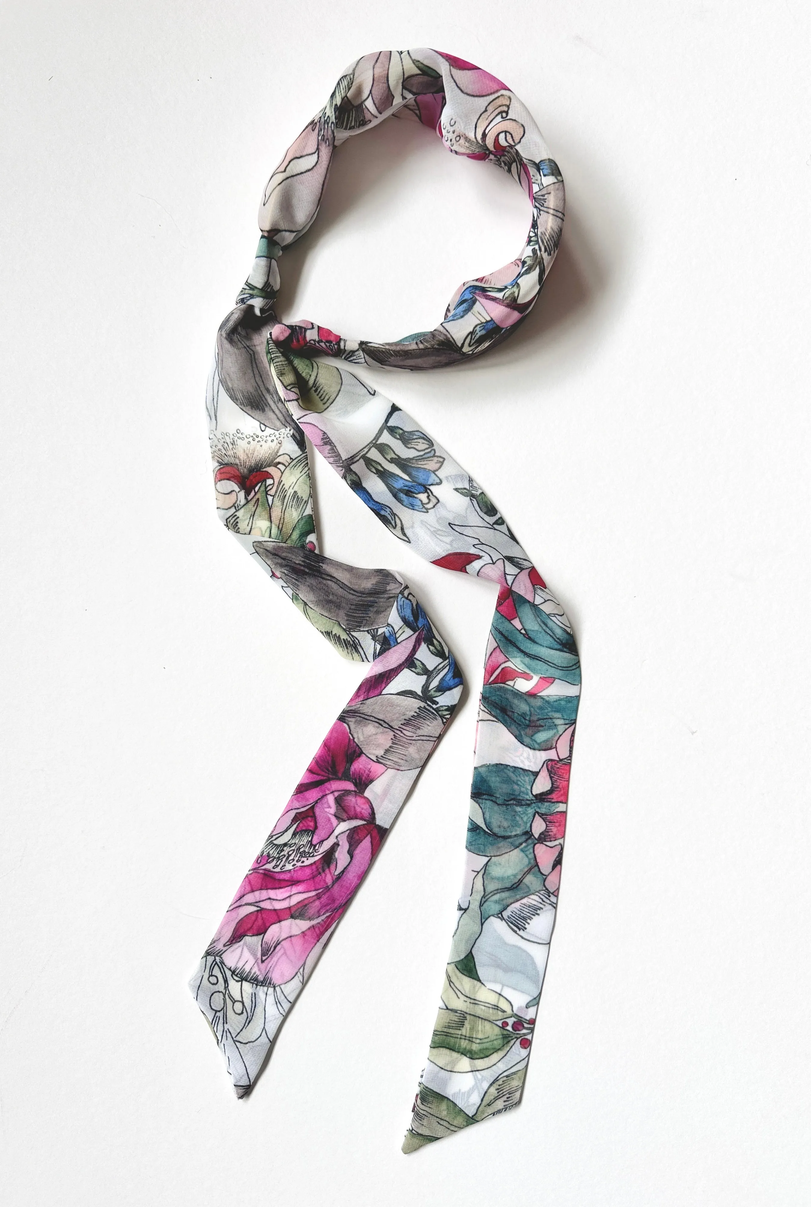Effortless Scarf Headband | Esme Painted Floral | Chiffon | Easy to Style | Luxury Designer Headbands | Made to Order