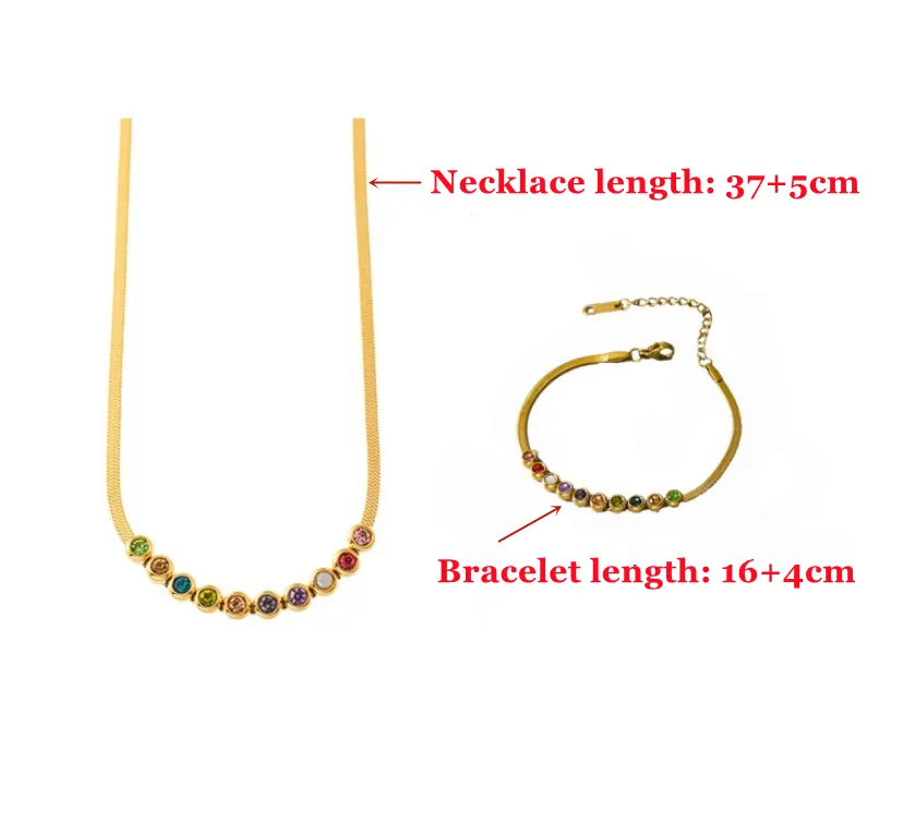 Fashion High-end Jewelry Welded Round Zircon Colorful Charm Snake Chain