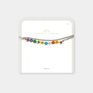 Flower Chain Anklet  - Silver