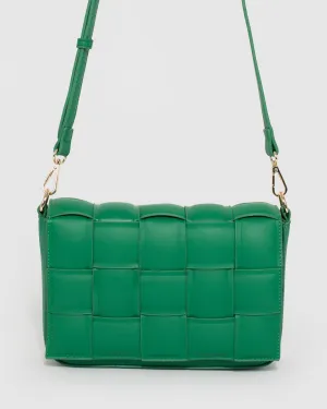 Green Abby Woven Crossbody Bag