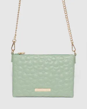 Green Peta Floral Quilt Chain Bag