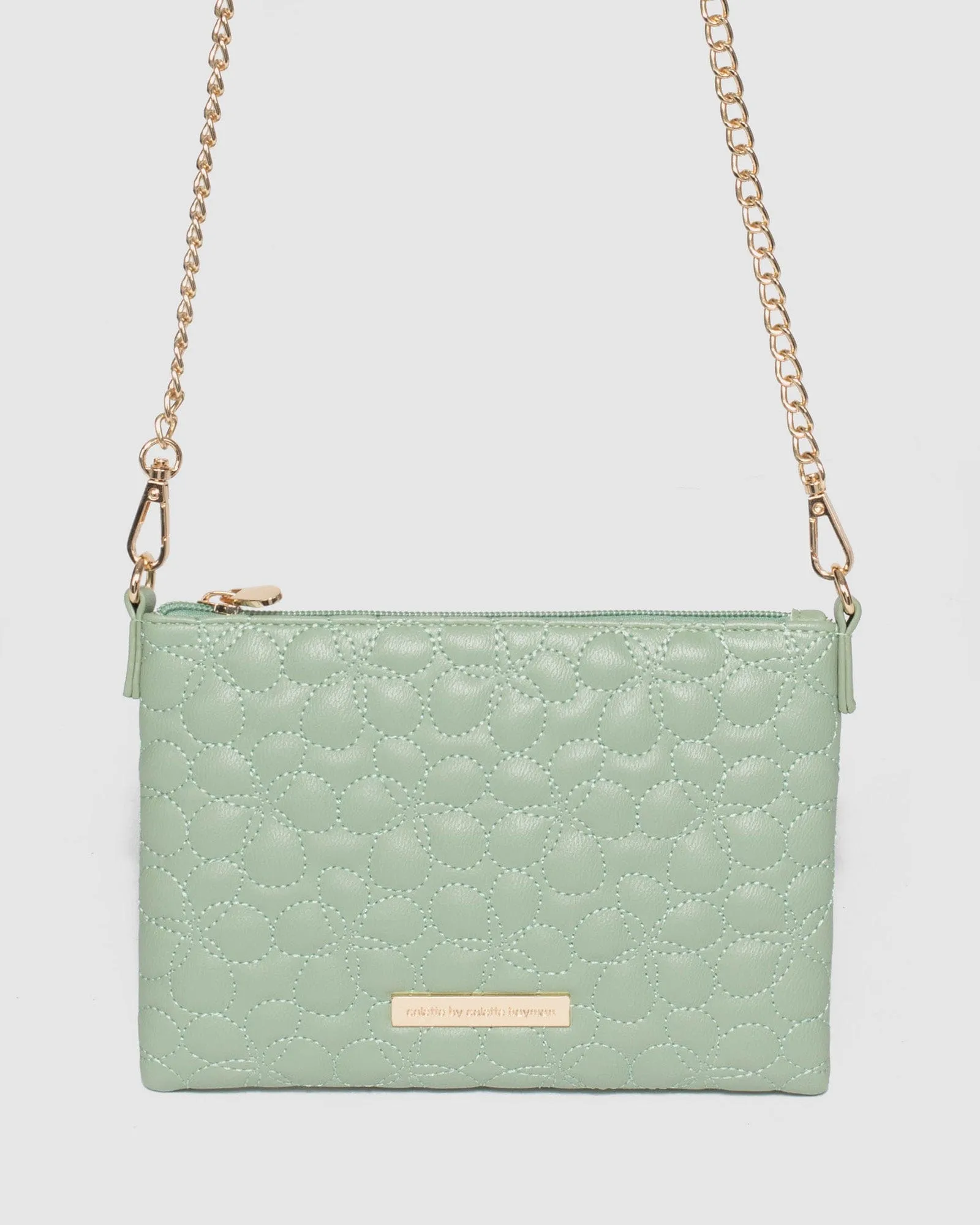 Green Peta Floral Quilt Chain Bag