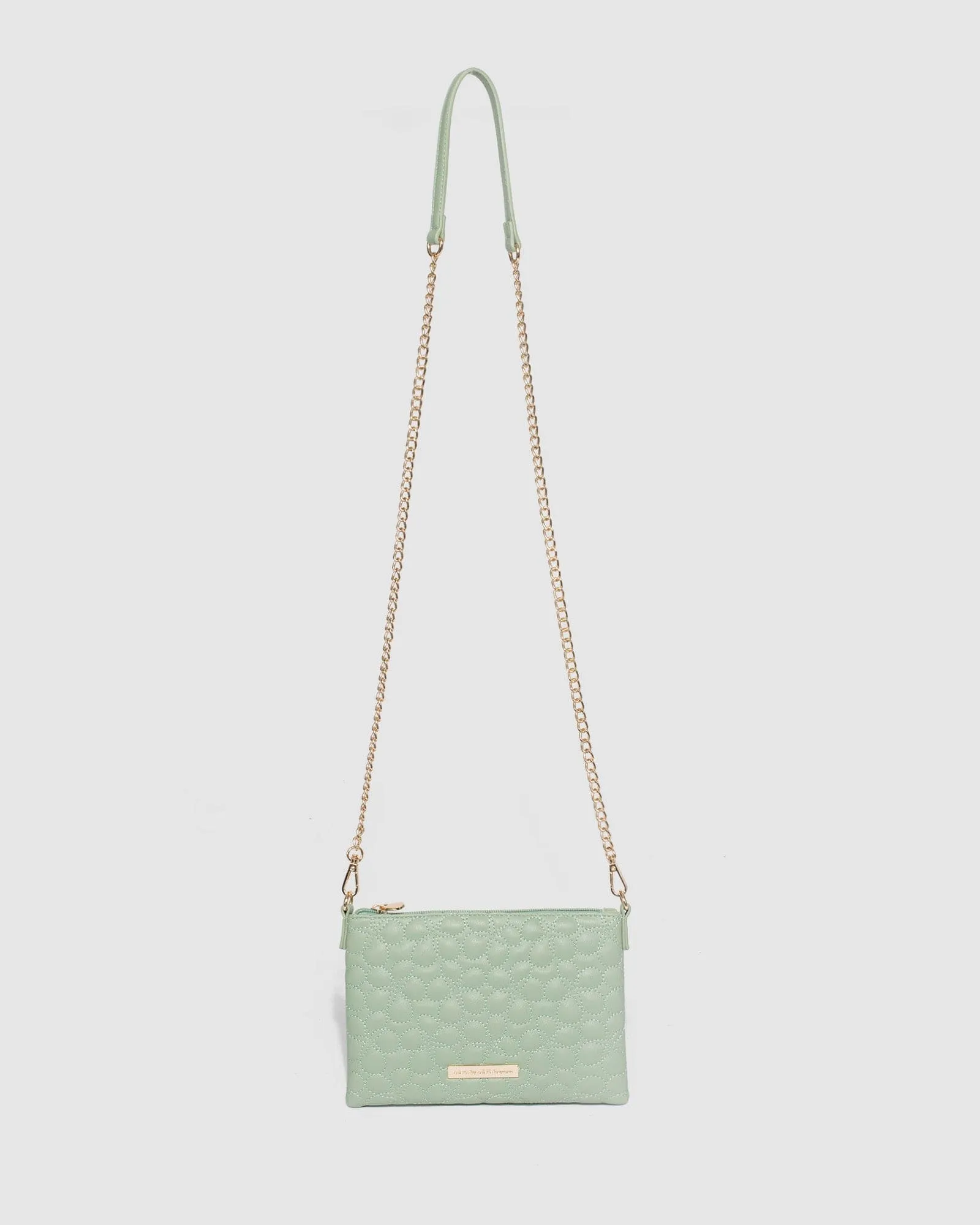 Green Peta Floral Quilt Chain Bag