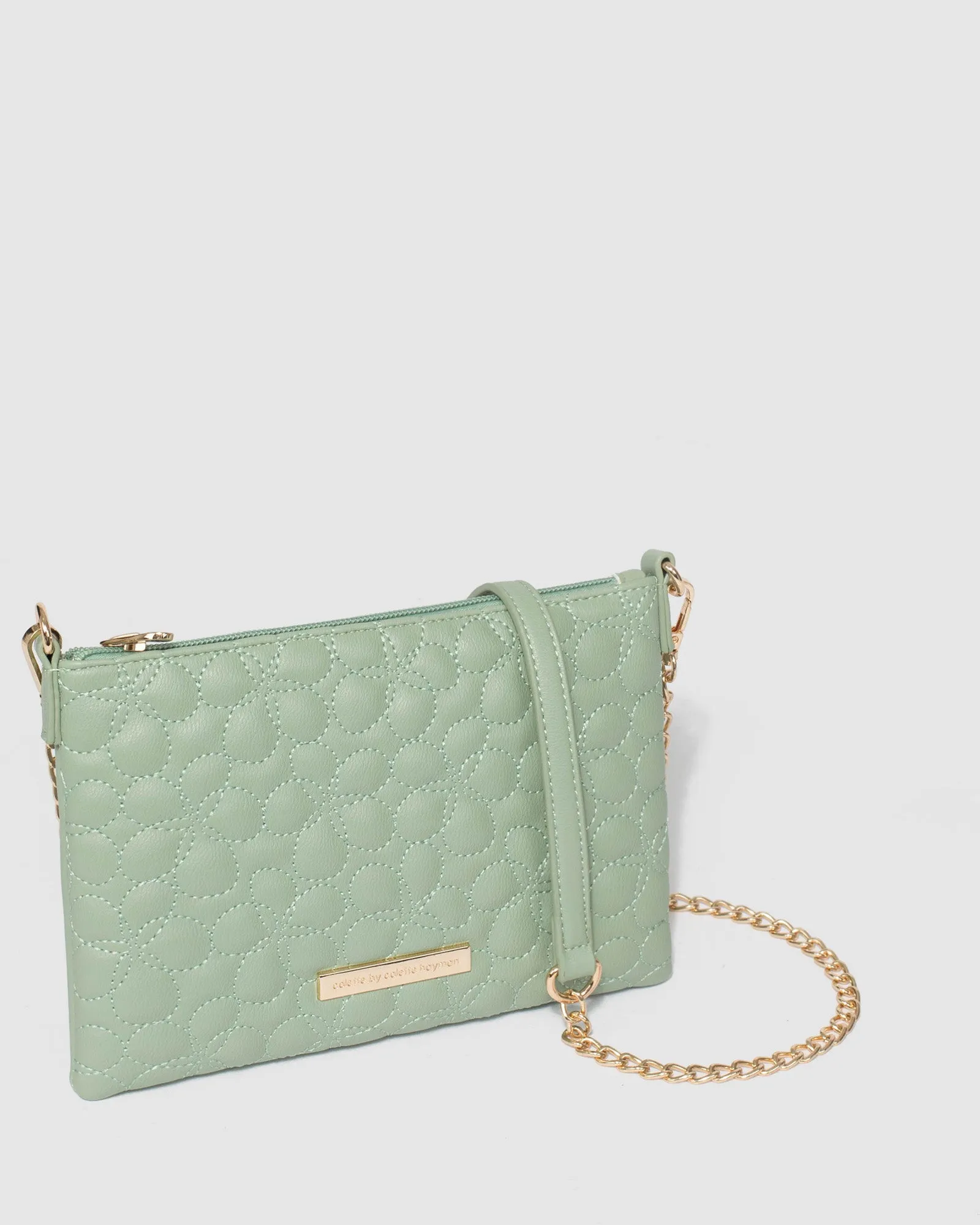 Green Peta Floral Quilt Chain Bag