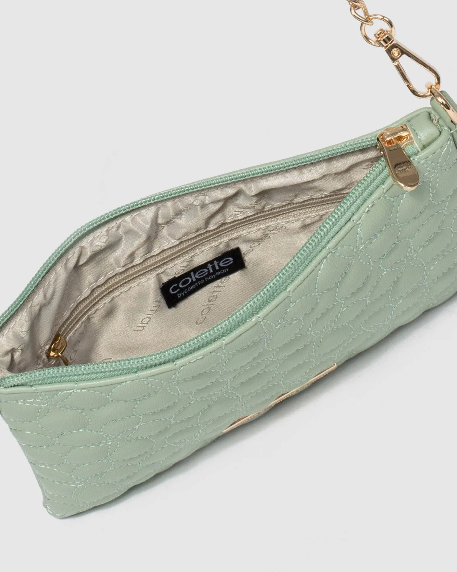 Green Peta Floral Quilt Chain Bag