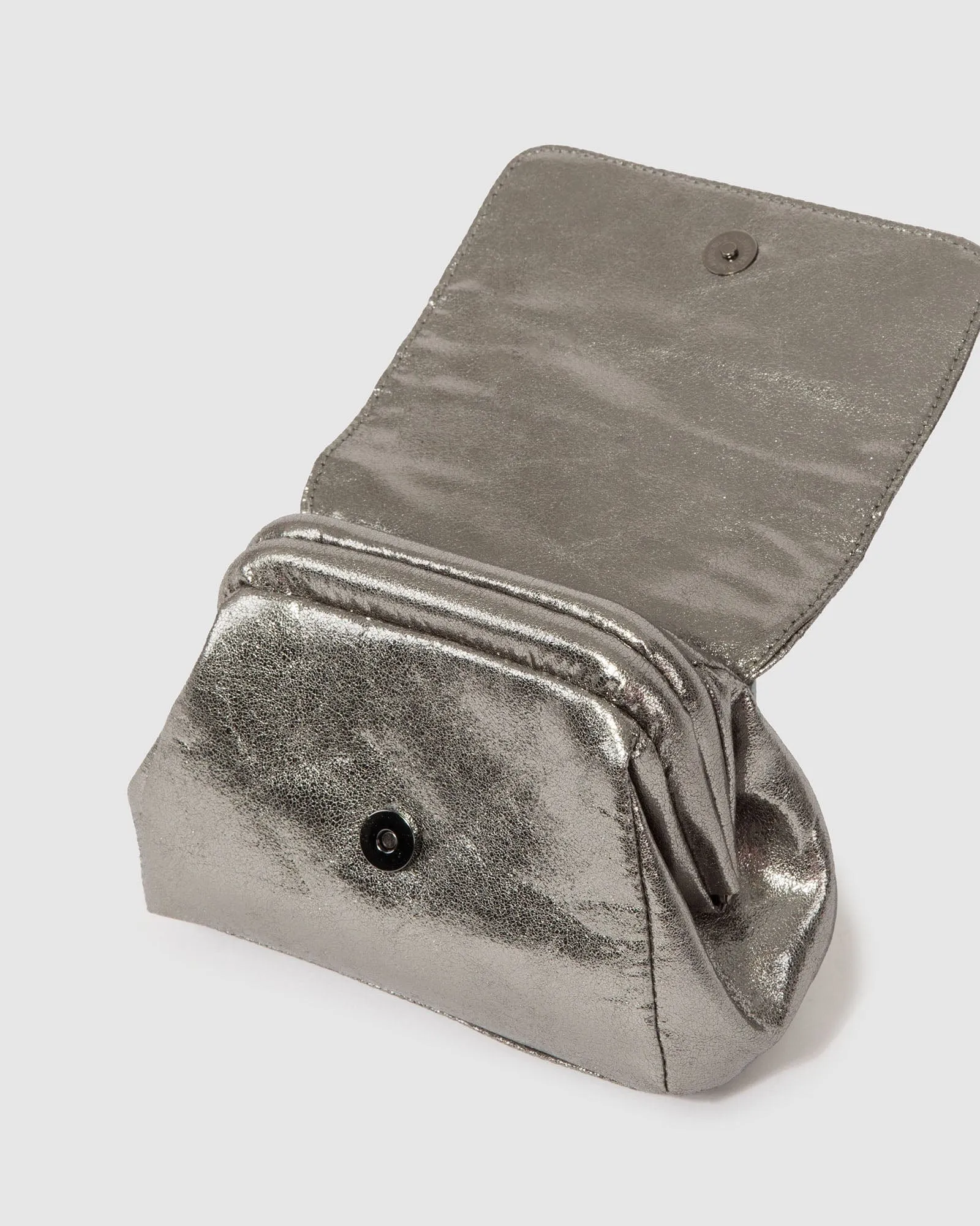 Gunmetal Penny Chain Pouch Bag