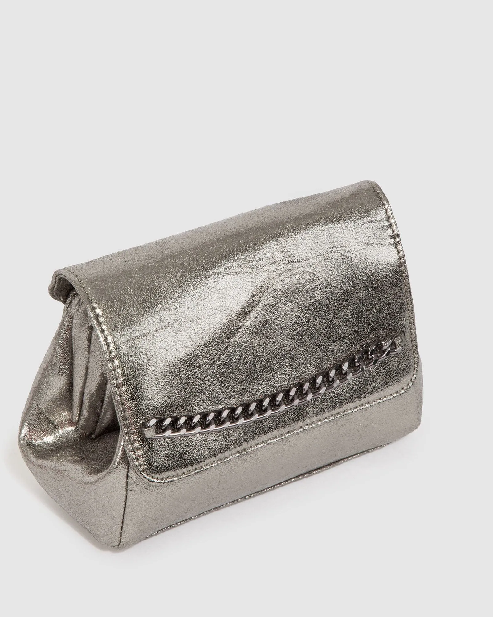 Gunmetal Penny Chain Pouch Bag