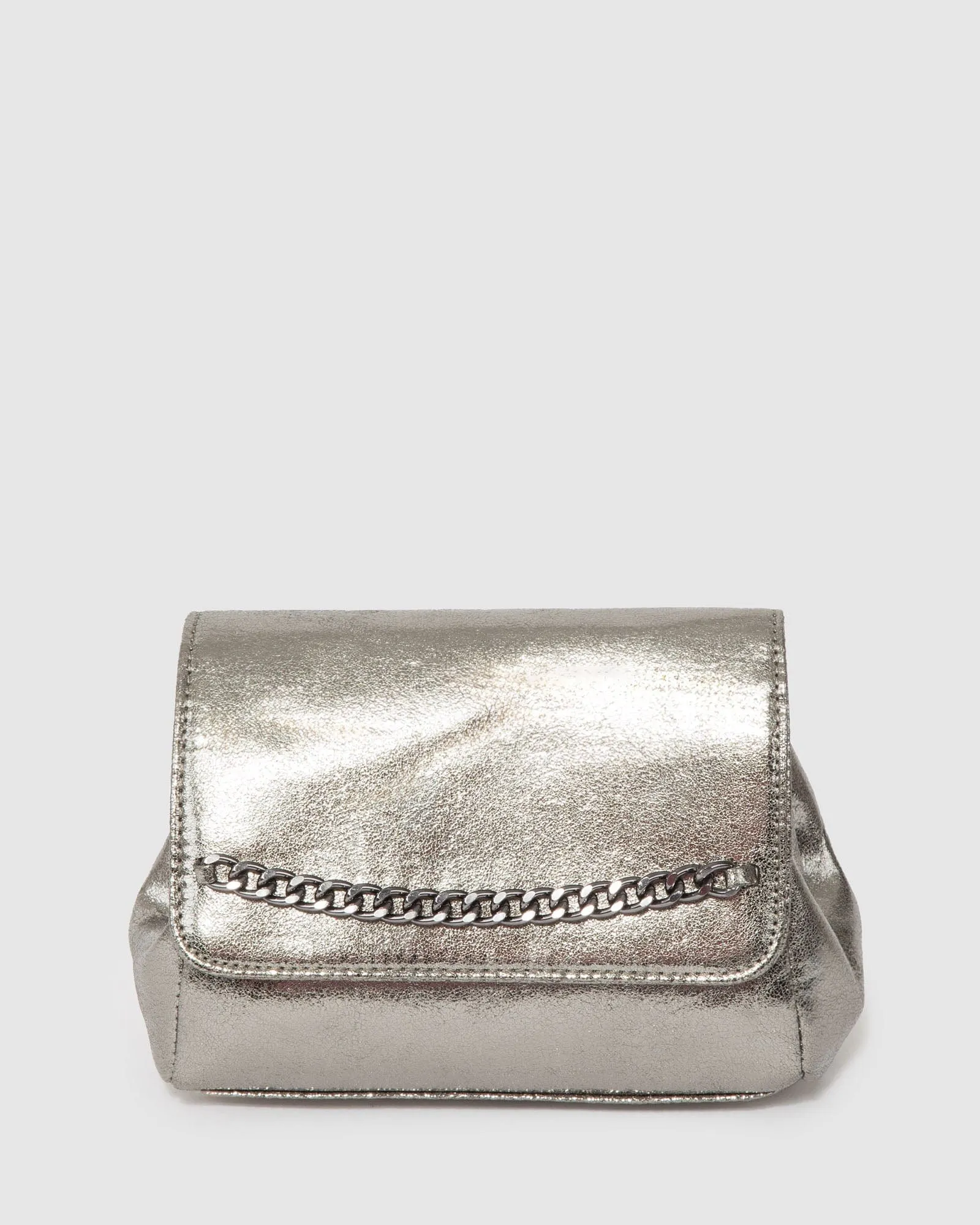 Gunmetal Penny Chain Pouch Bag