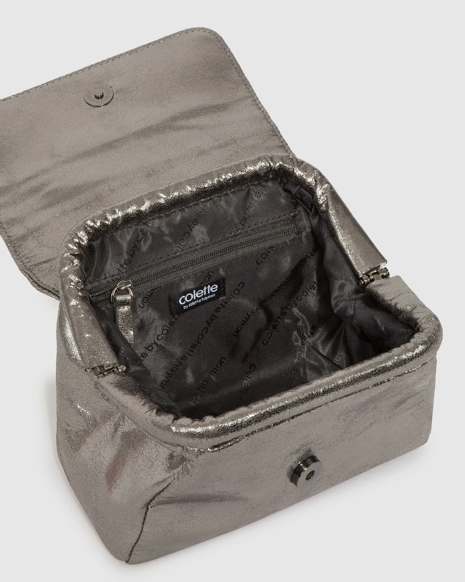 Gunmetal Penny Chain Pouch Bag