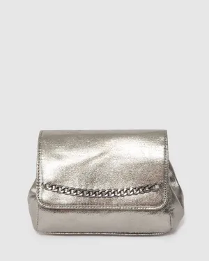 Gunmetal Penny Chain Pouch Bag