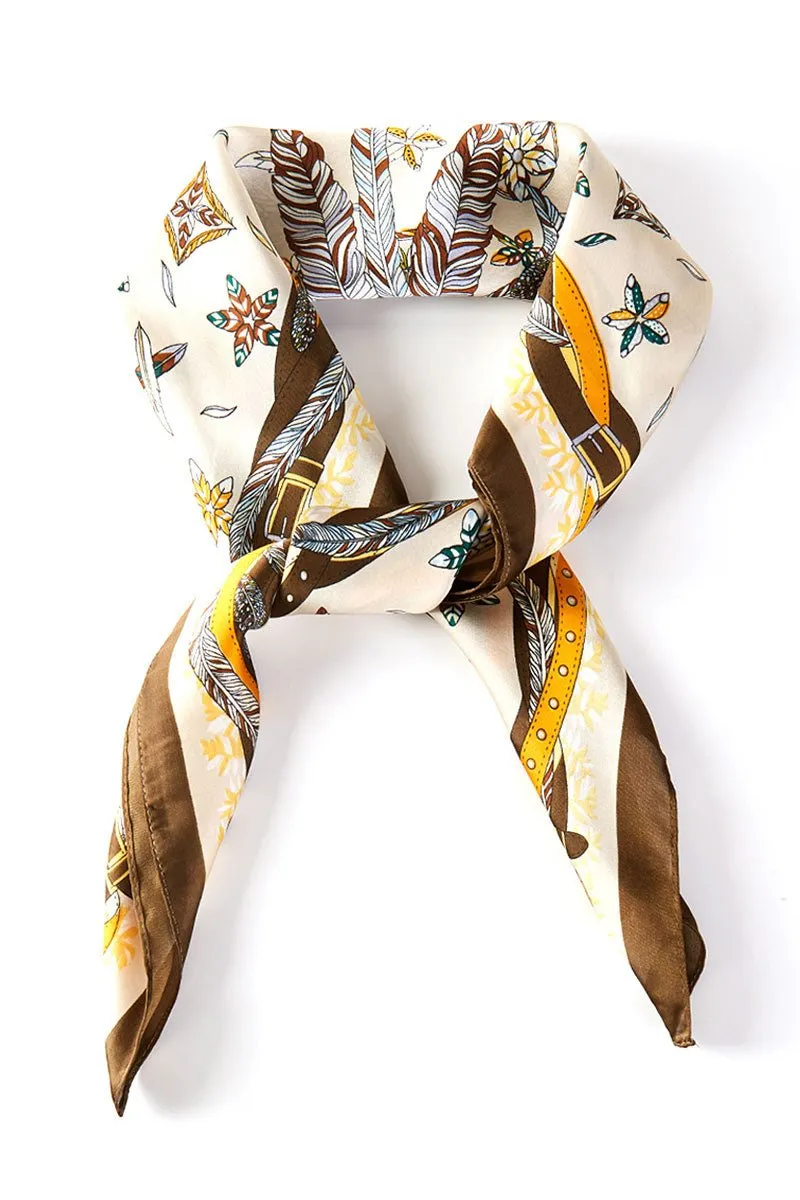 In Fine Feather Brown Square Satin Scarf